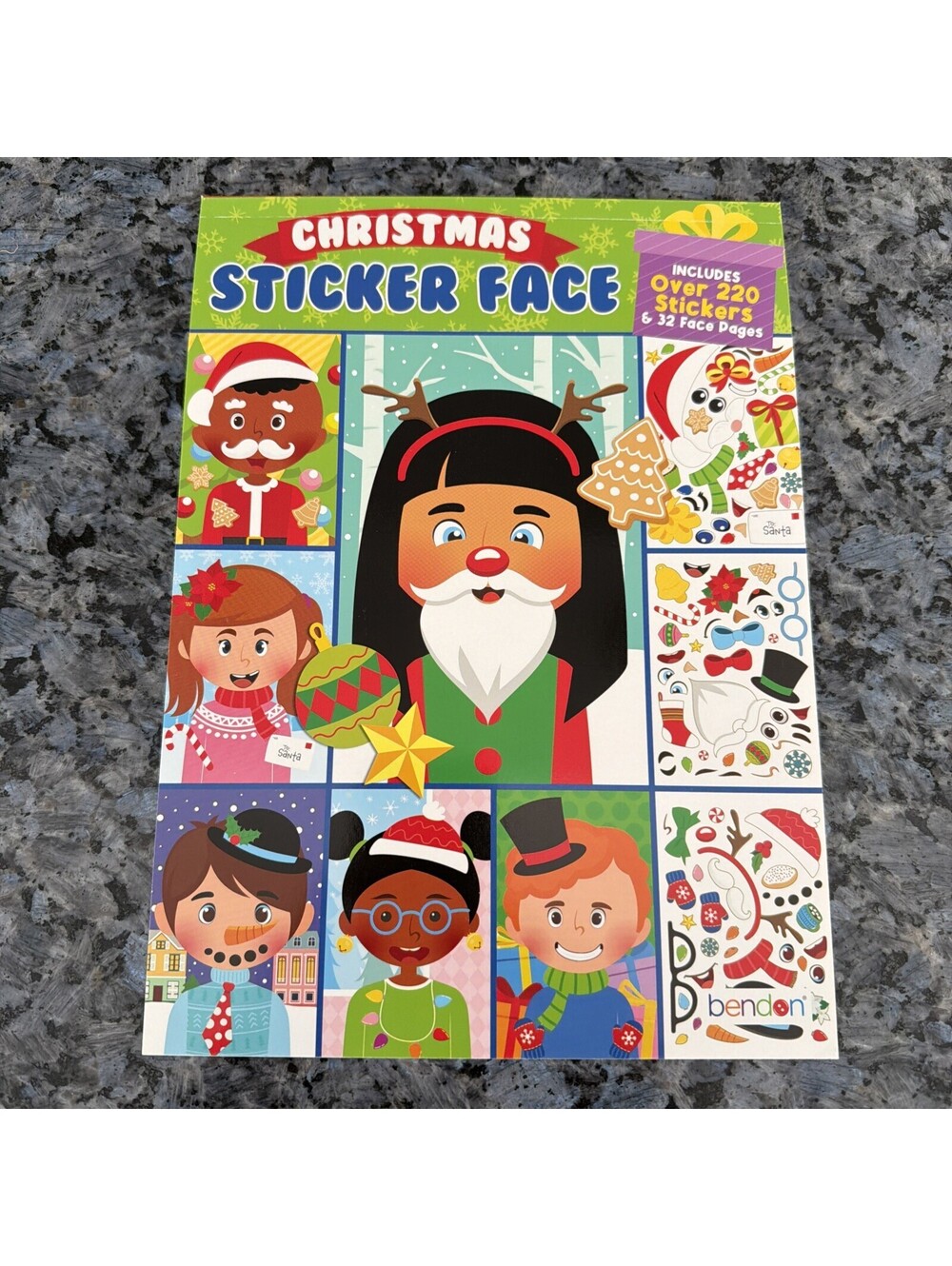 Bendon Christmas Create-A-Face Christmas Sticker Face Activity Book 3